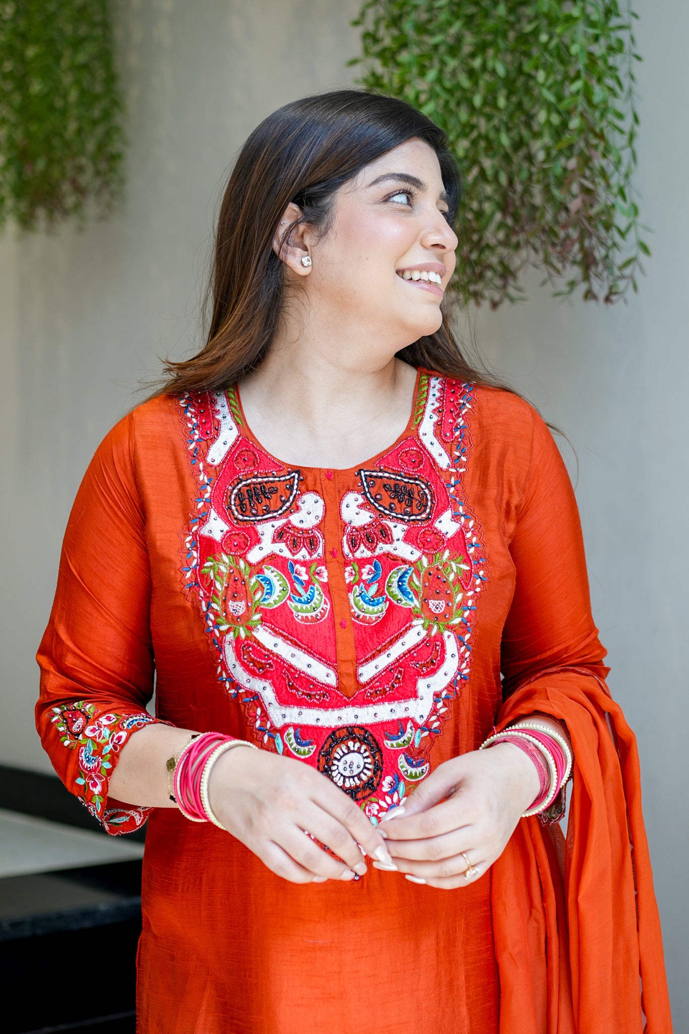 Ziyana Hand Embroidered Silk Suit Set