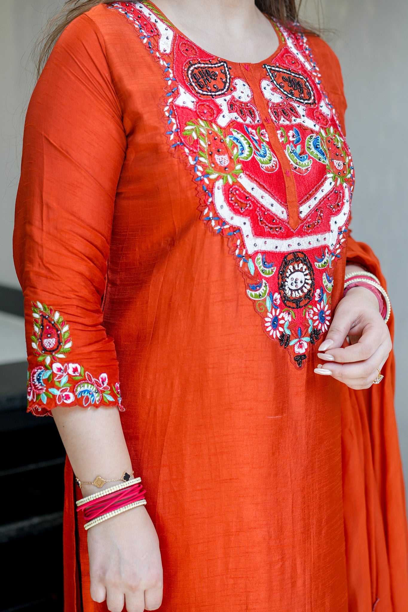 Ziyana Hand Embroidered Silk Suit Set