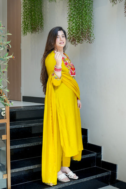 Ziyana Hand Embroidered Silk Suit Set