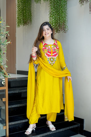 Ziyana Hand Embroidered Silk Suit Set