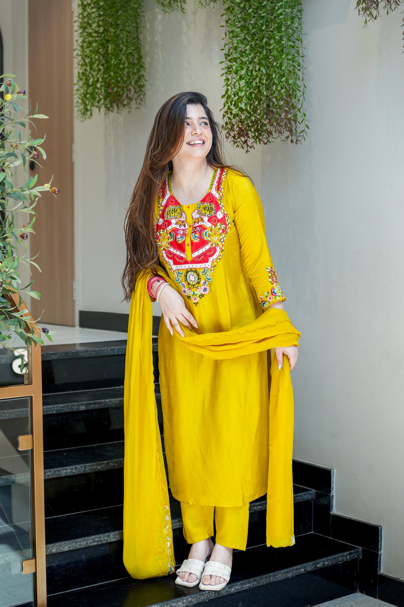 Ziyana Hand Embroidered Silk Suit Set