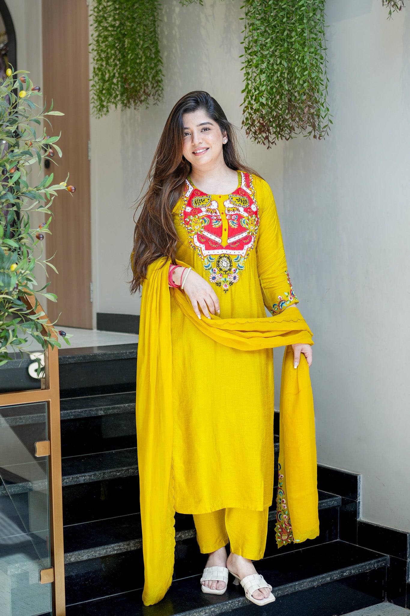 Ziyana Hand Embroidered Silk Suit Set