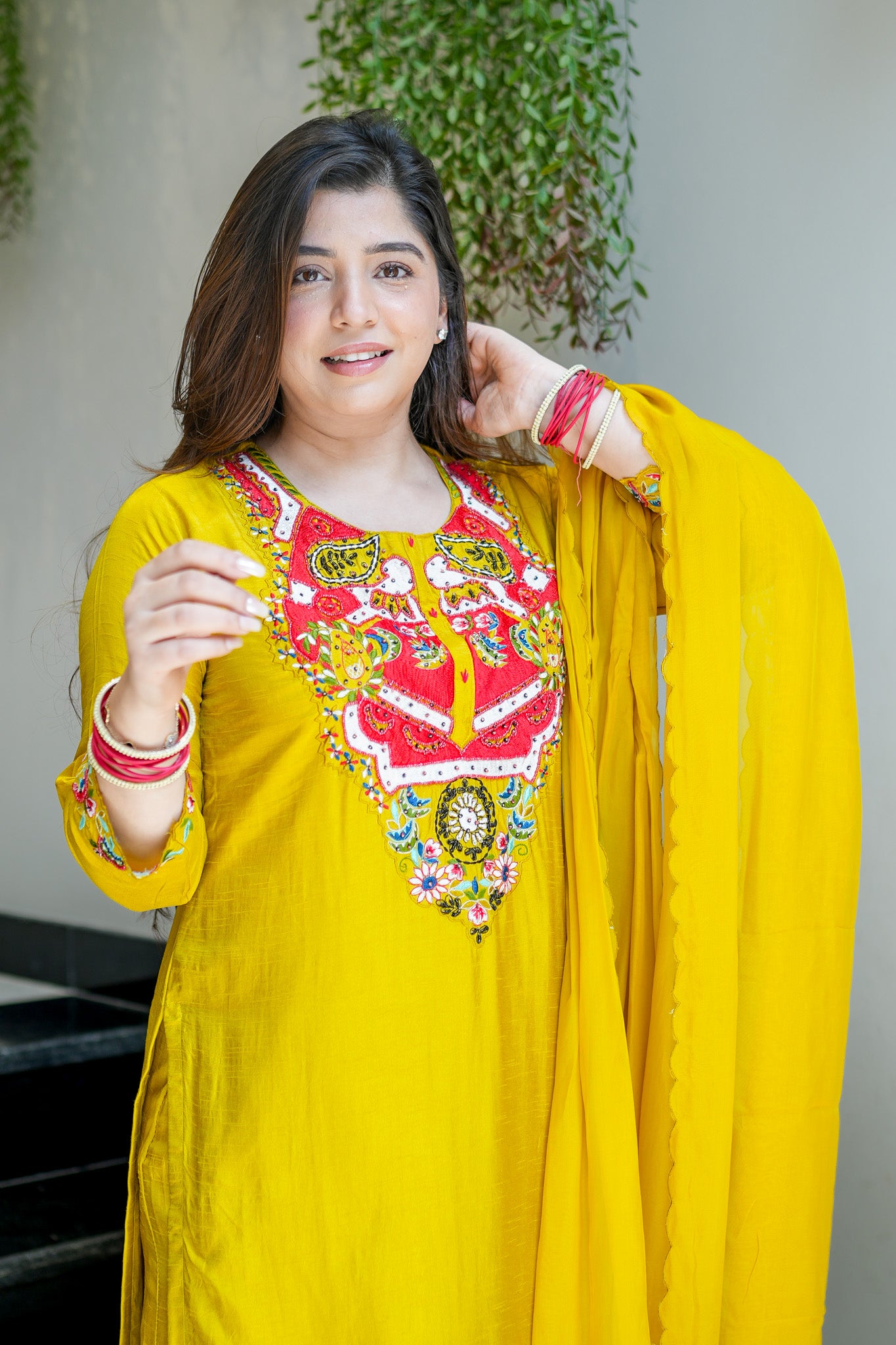 Ziyana Hand Embroidered Silk Suit Set