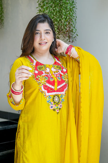Ziyana Hand Embroidered Silk Suit Set