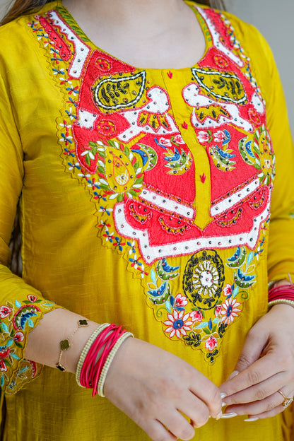 Ziyana Hand Embroidered Silk Suit Set