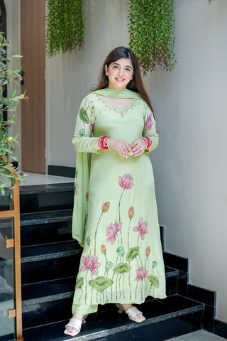 Ramini Hand Painted Anarkali Suit Set