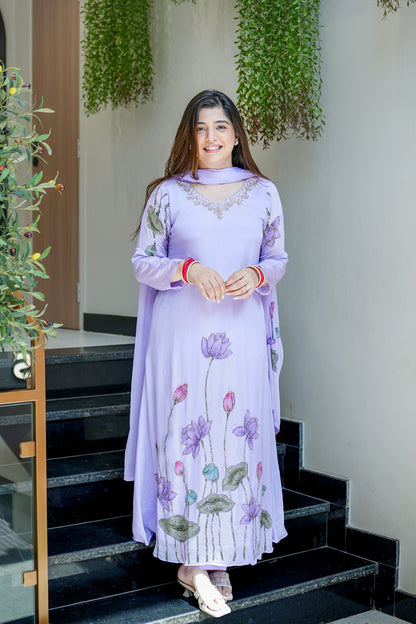 Ramini Hand Painted Anarkali Suit Set