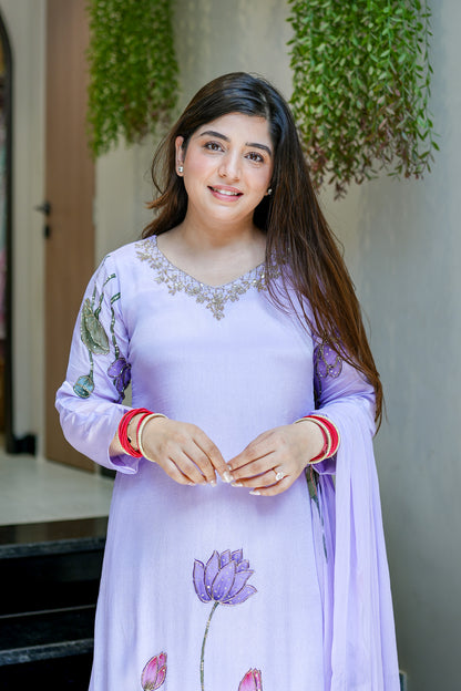 Ramini Hand Painted Anarkali Suit Set