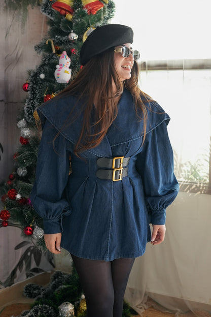 Mia Denim Golden Buckle Top