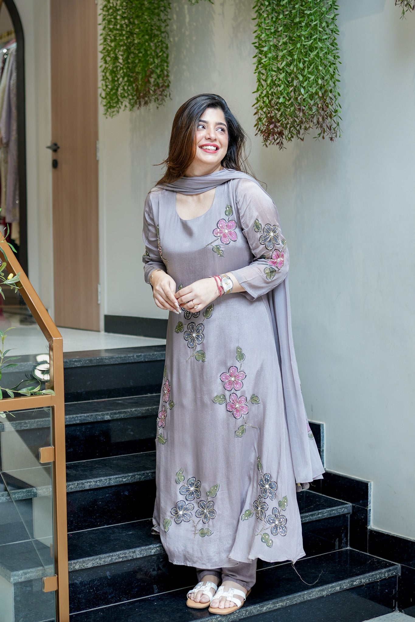 Iraaya Hand Painted Anarkali Suit Set