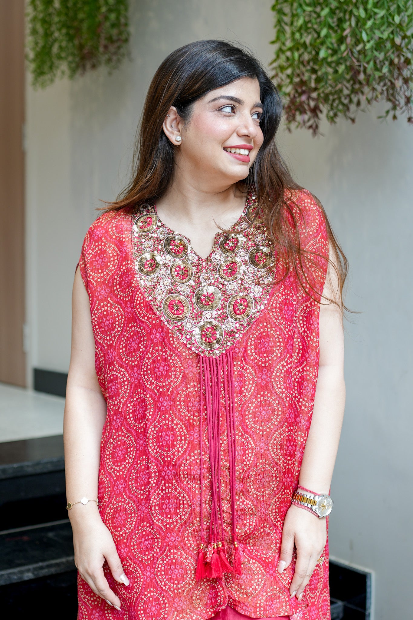 Hania Bandhani Print Cordset With Embroidery Detailing