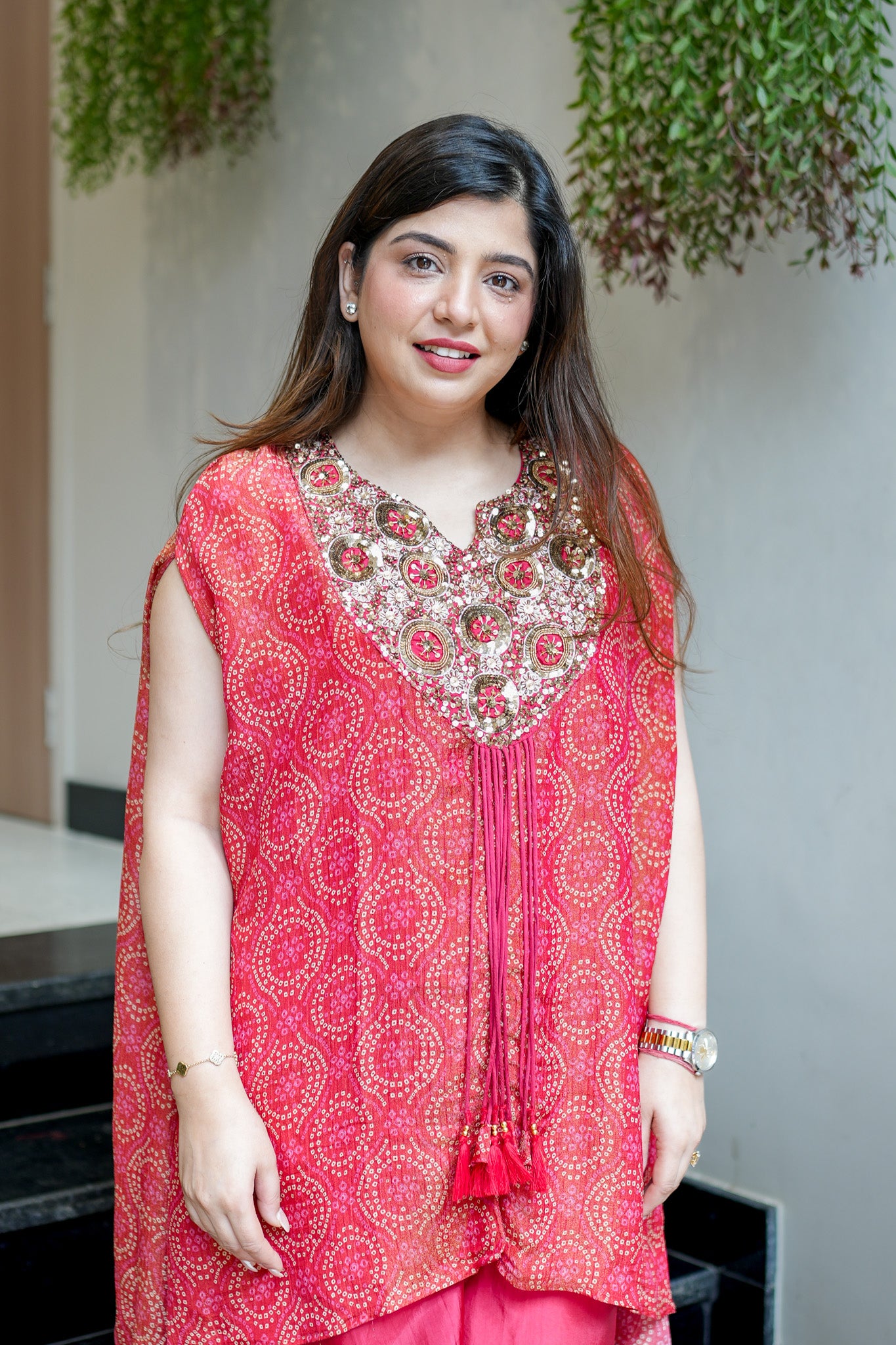Hania Bandhani Print Cordset With Embroidery Detailing