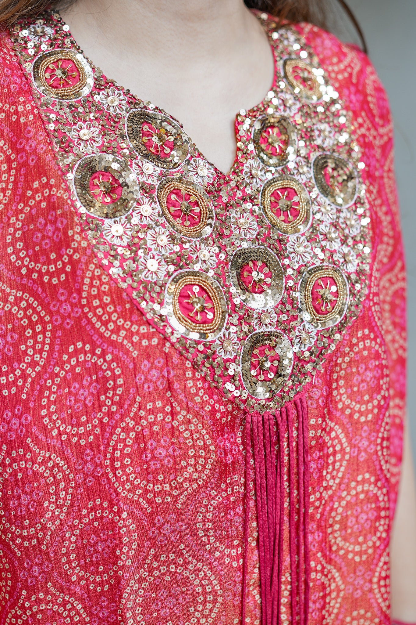 Hania Bandhani Print Cordset With Embroidery Detailing