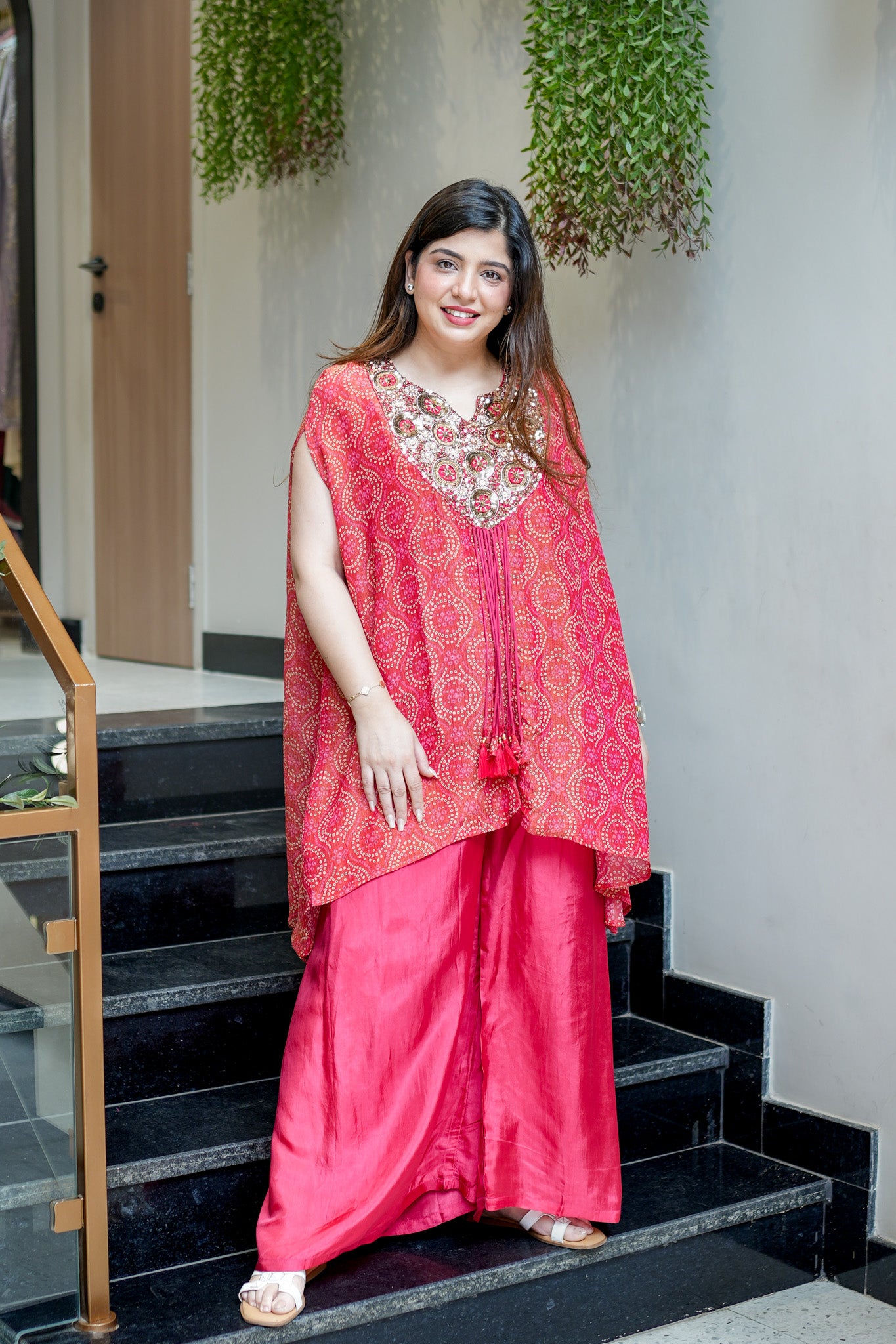 Hania Bandhani Print Cordset With Embroidery Detailing