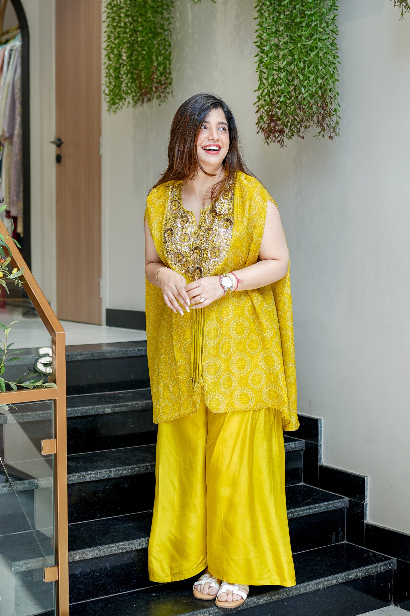 Hania Bandhani Print Cordset With Embroidery Detailing
