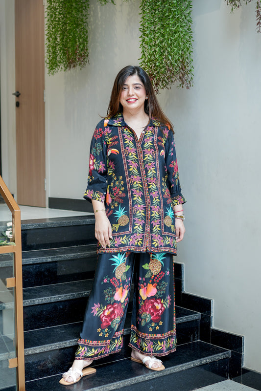 Roya Black Digital Print Cord Set