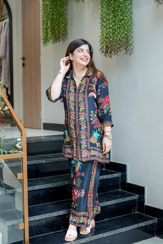 Roya Black Digital Print Cord Set