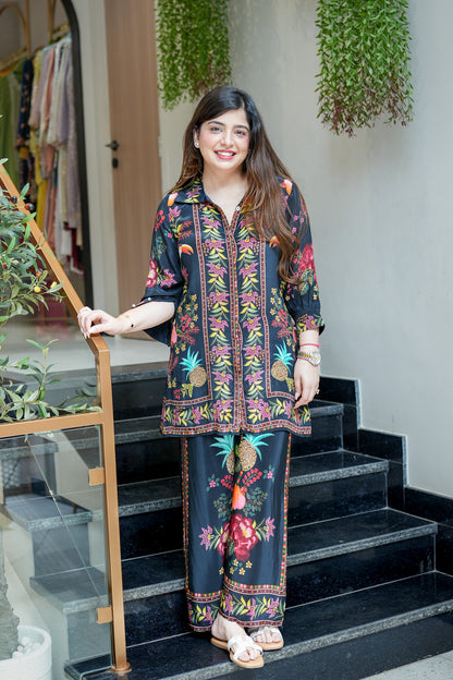 Roya Black Digital Print Cord Set