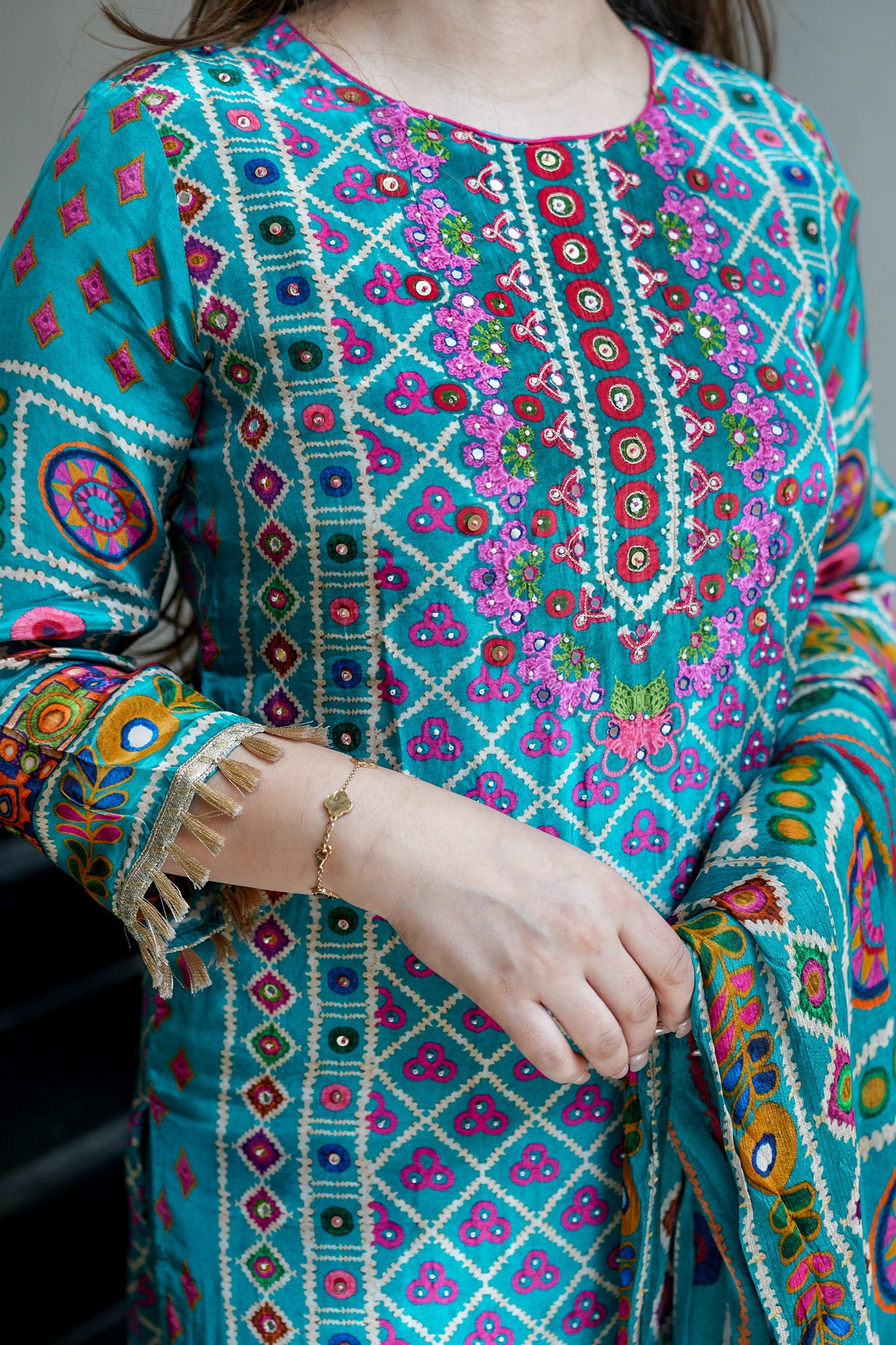 Gazal Blue Digital Print Suit Set