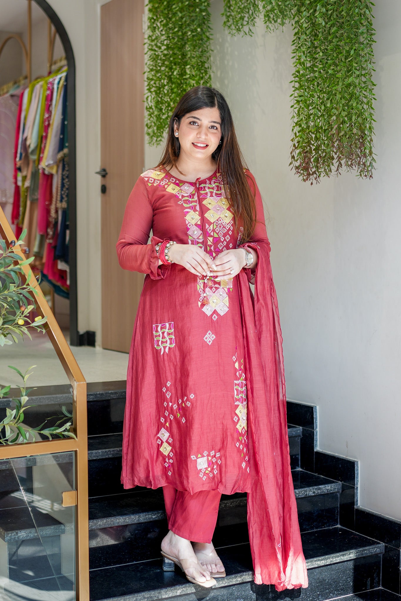 Naira Embroidered Silk Suit