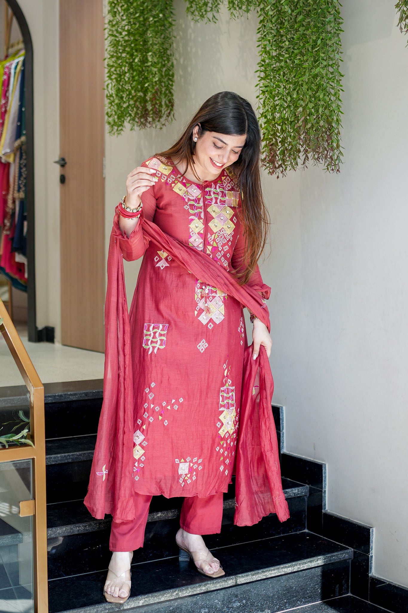 Naira Embroidered Silk Suit