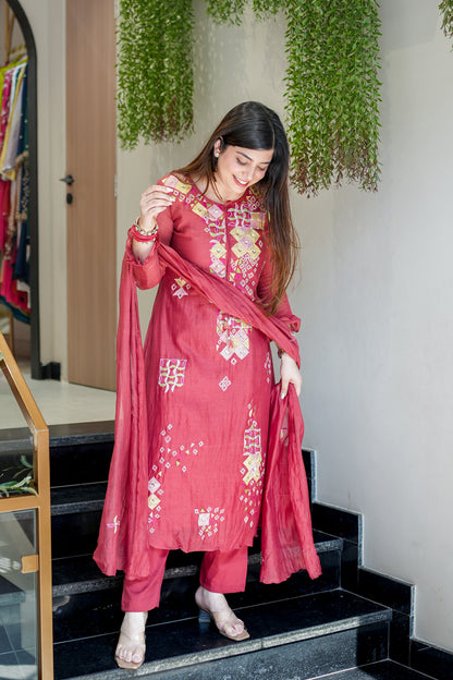 Naira Embroidered Silk Suit