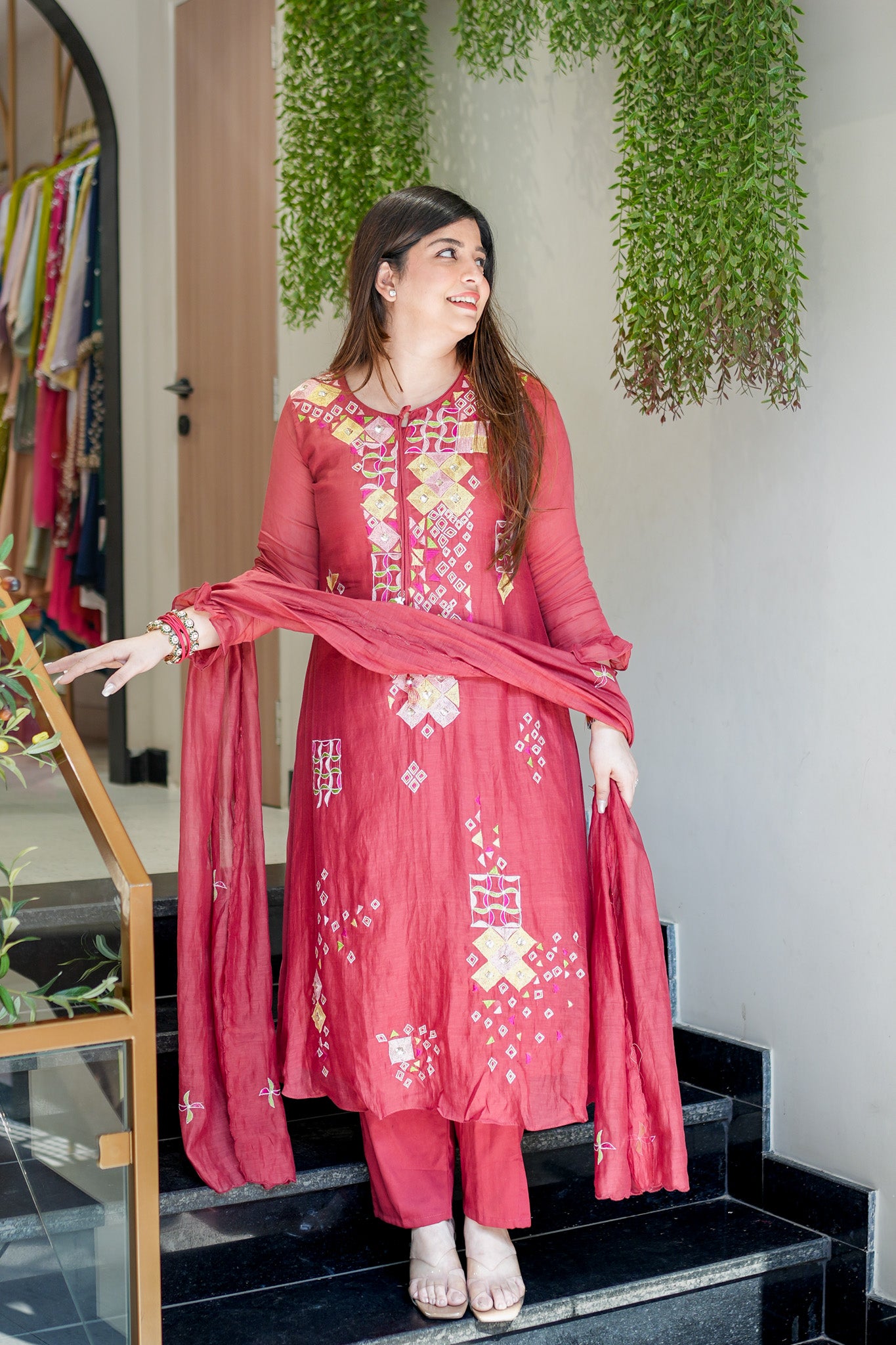 Naira Embroidered Silk Suit