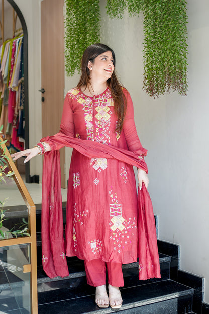 Naira Embroidered Silk Suit