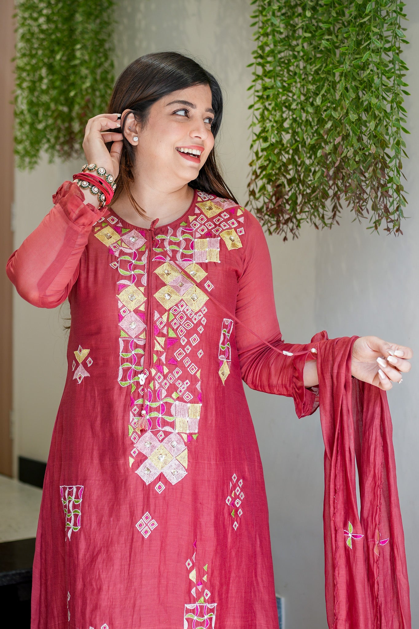 Naira Embroidered Silk Suit