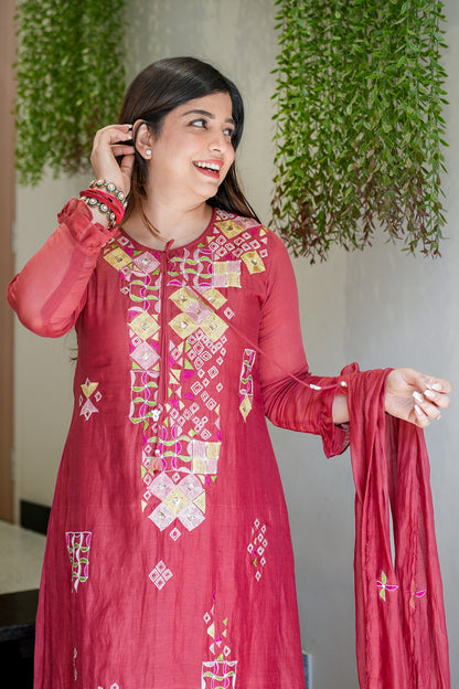 Naira Embroidered Silk Suit