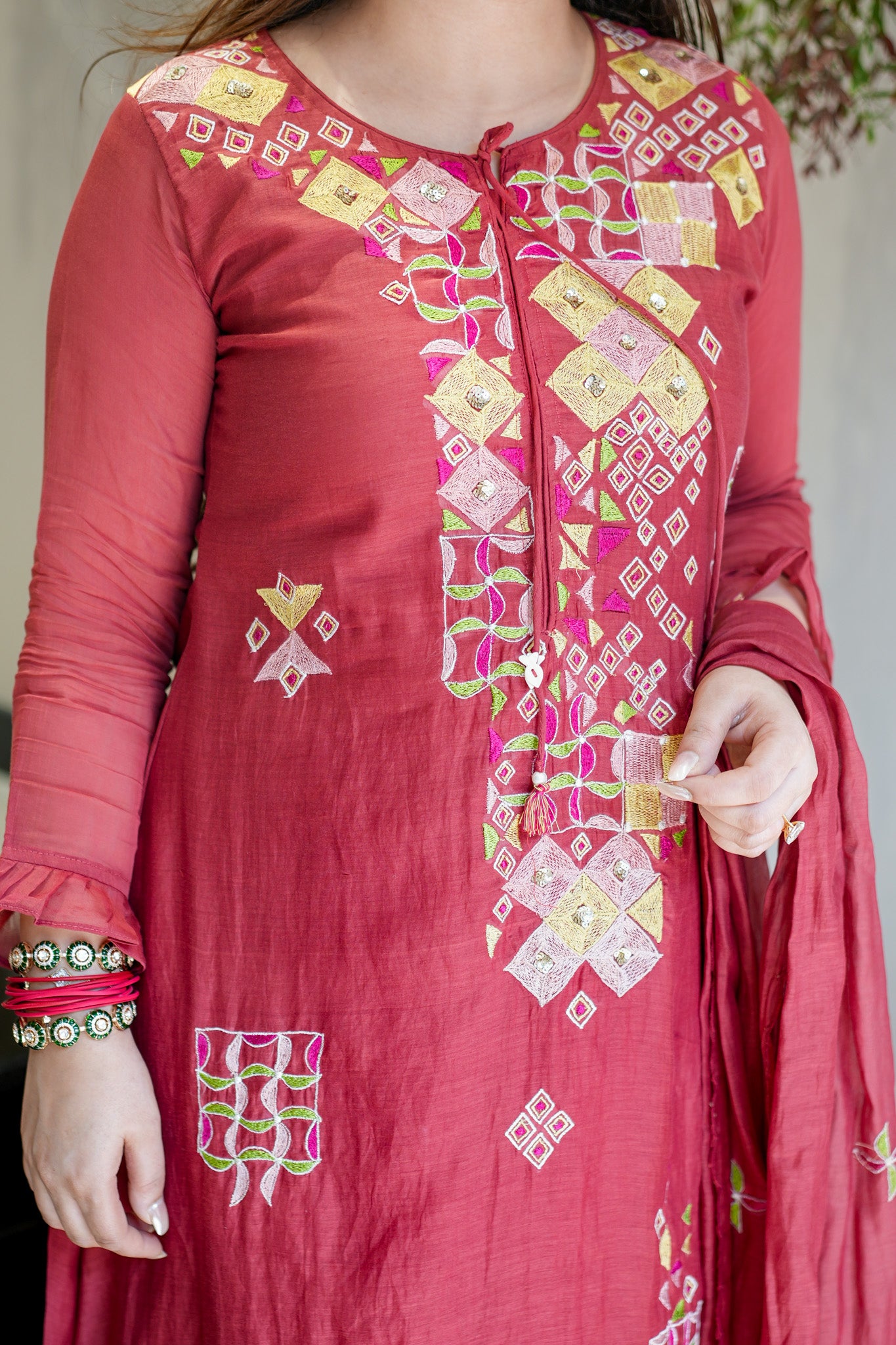 Naira Embroidered Silk Suit