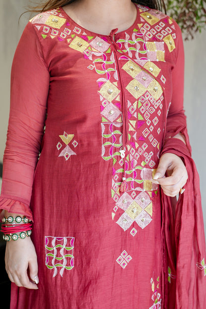 Naira Embroidered Silk Suit