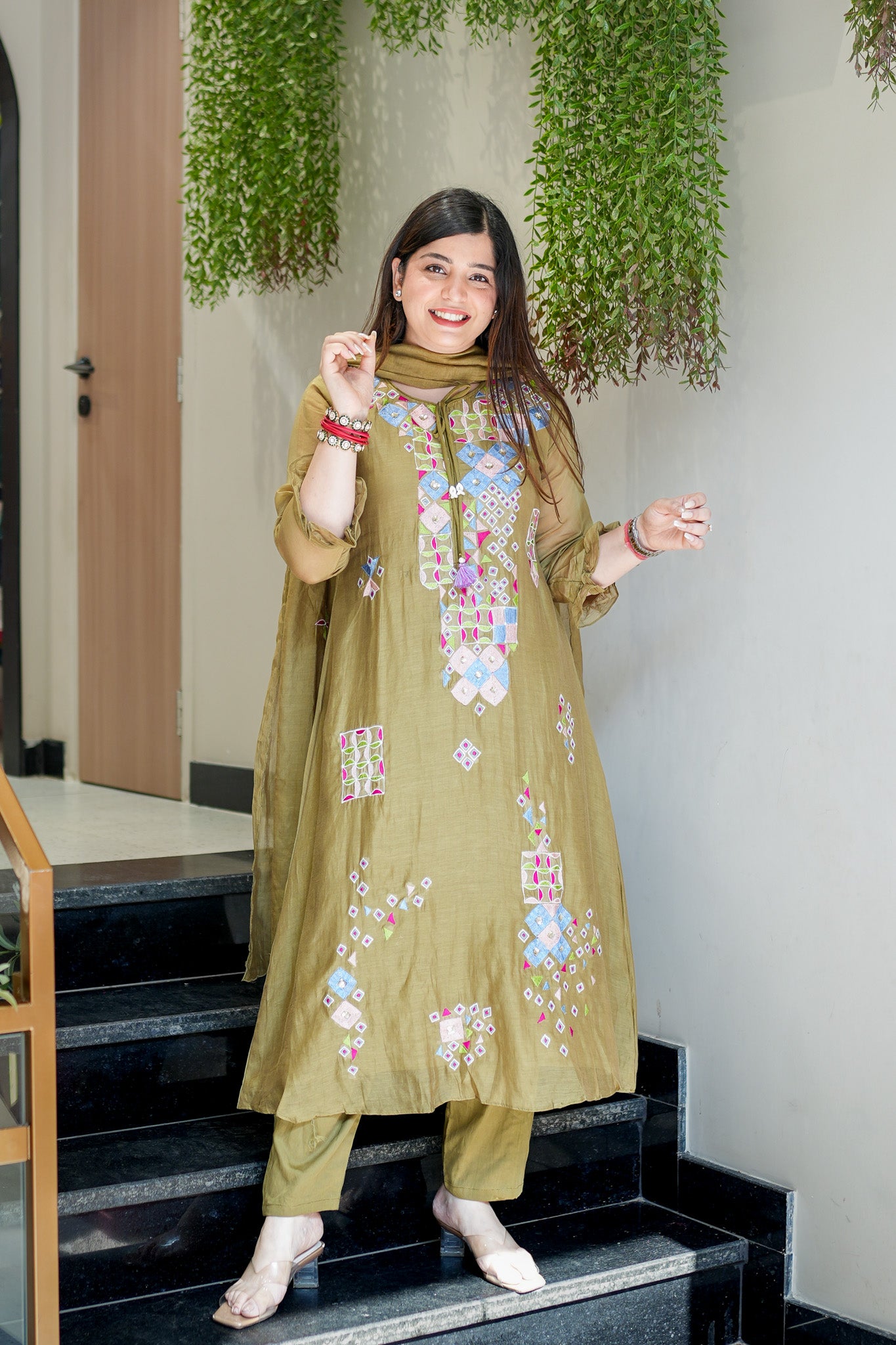 Naira Embroidered Silk Suit