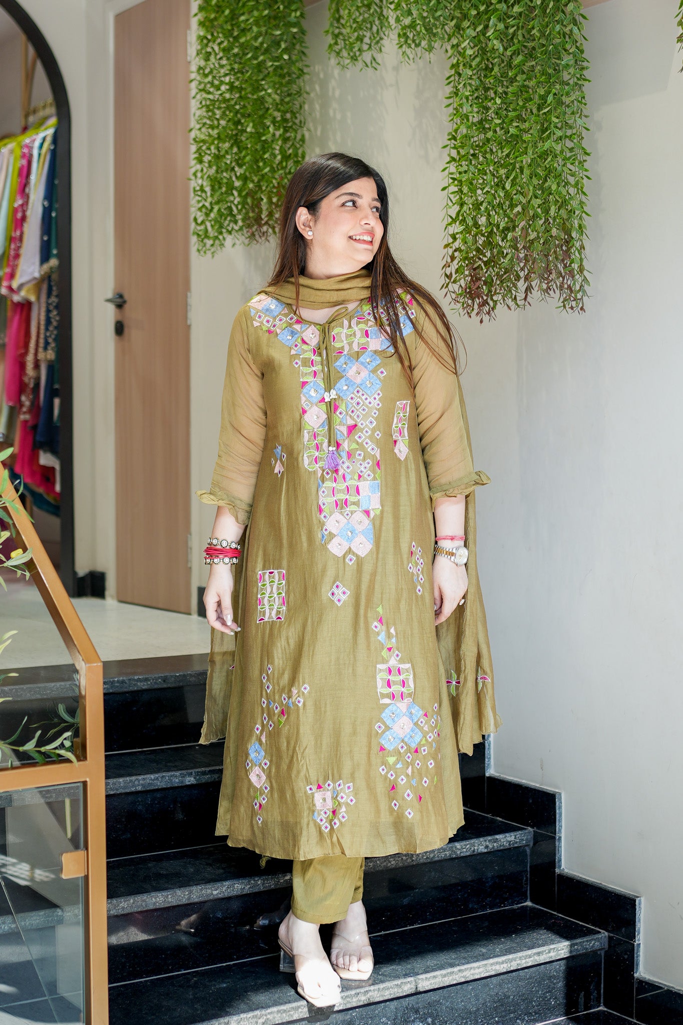 Naira Embroidered Silk Suit
