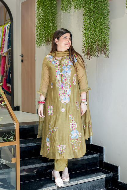 Naira Embroidered Silk Suit
