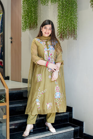 Naira Embroidered Silk Suit