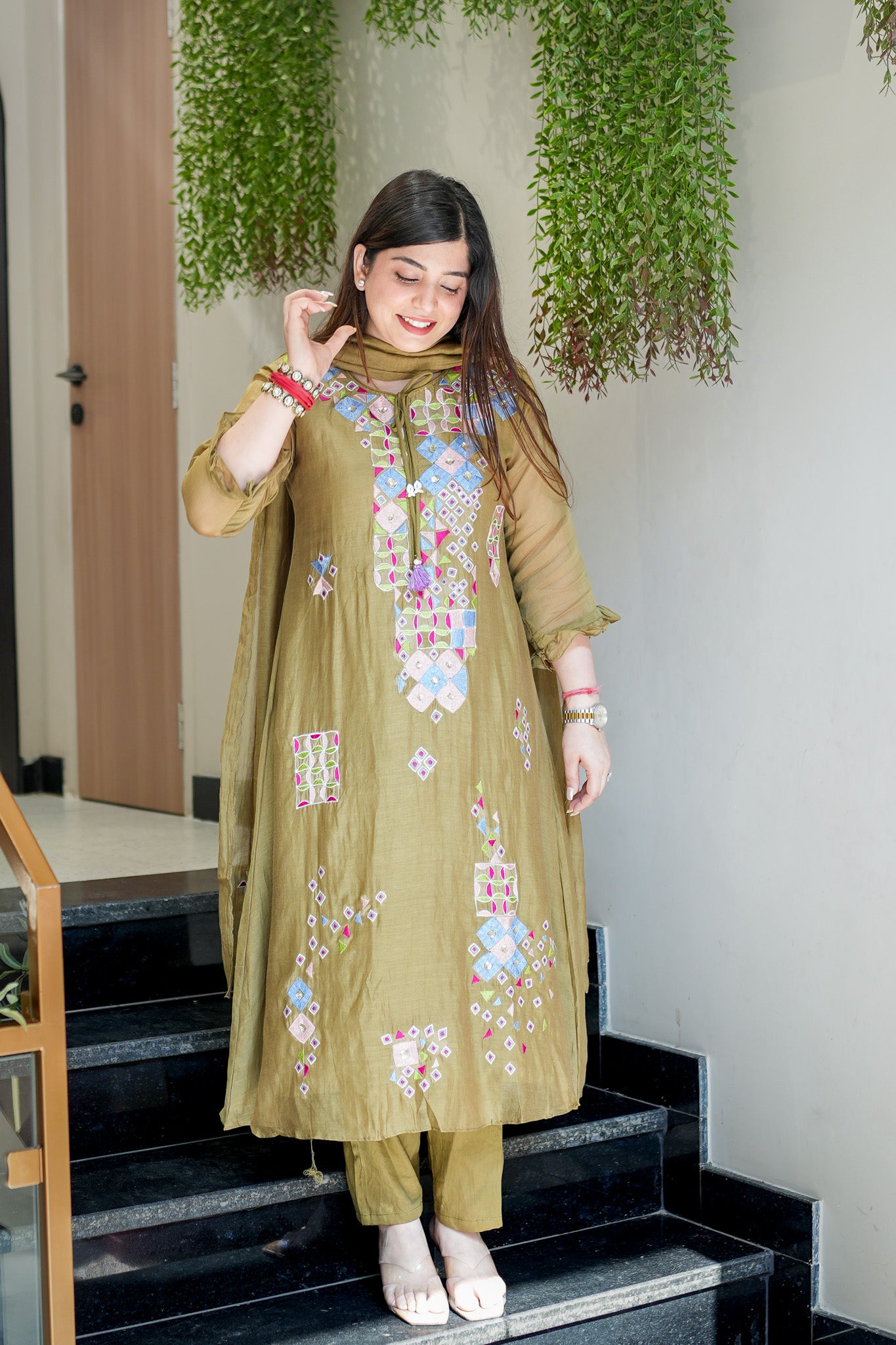 Naira Embroidered Silk Suit