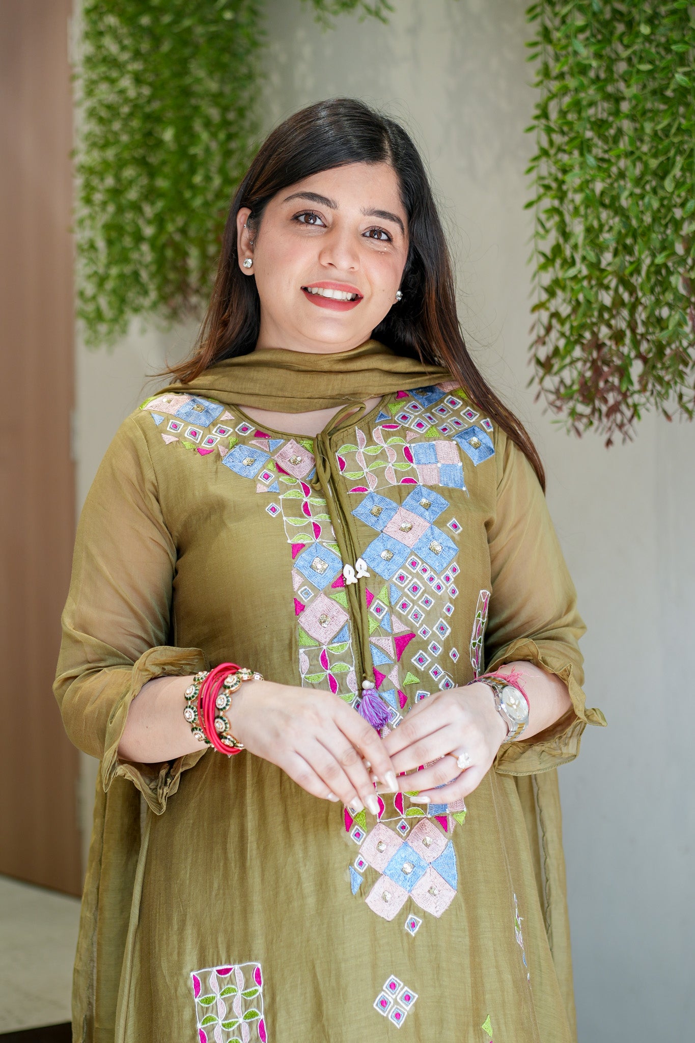 Naira Embroidered Silk Suit
