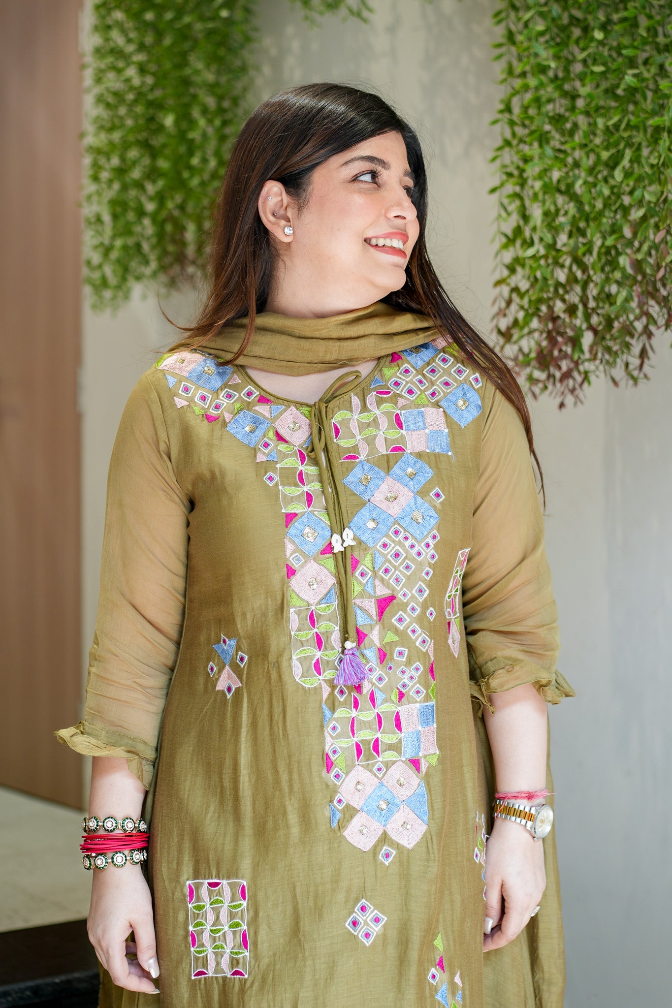 Naira Embroidered Silk Suit