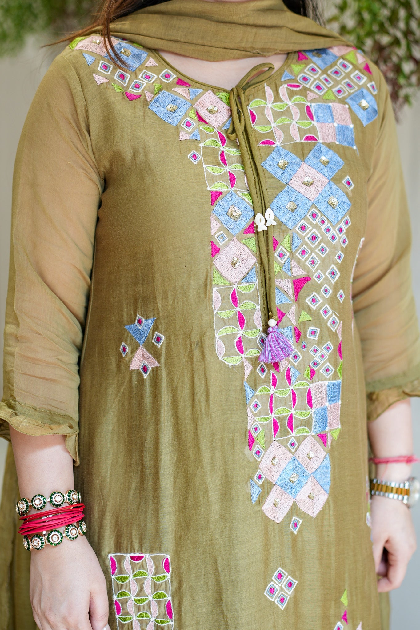 Naira Embroidered Silk Suit