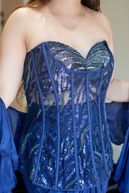 Fiza Blue Embroidered Indowestern Outfit
