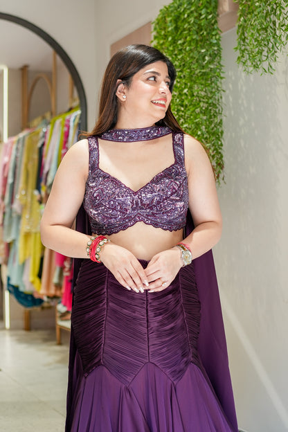 Veyona Embroidered Fish Cut Lehenga