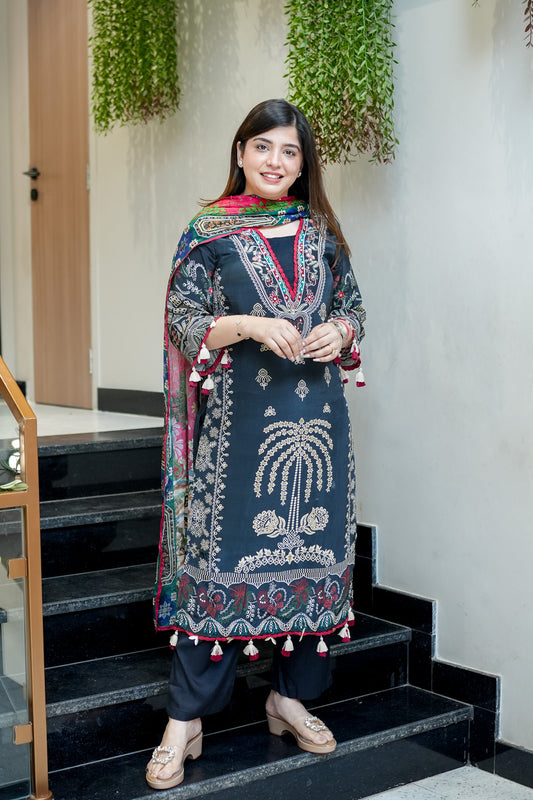 Maya Black Digital Print Suit Set