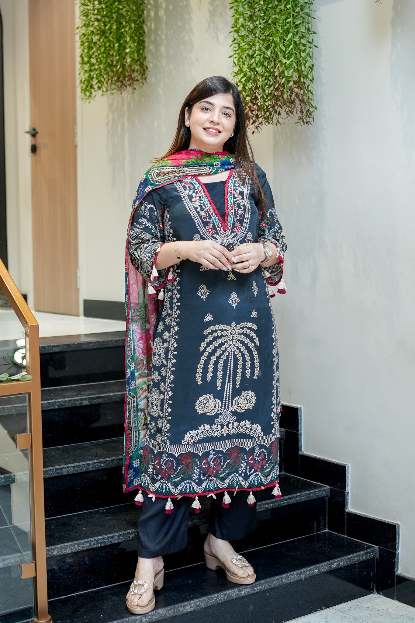 Maya Black Digital Print Suit Set