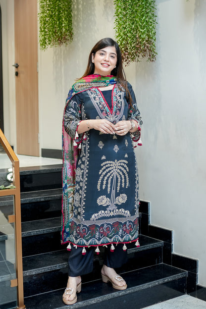 Maya Black Digital Print Suit Set