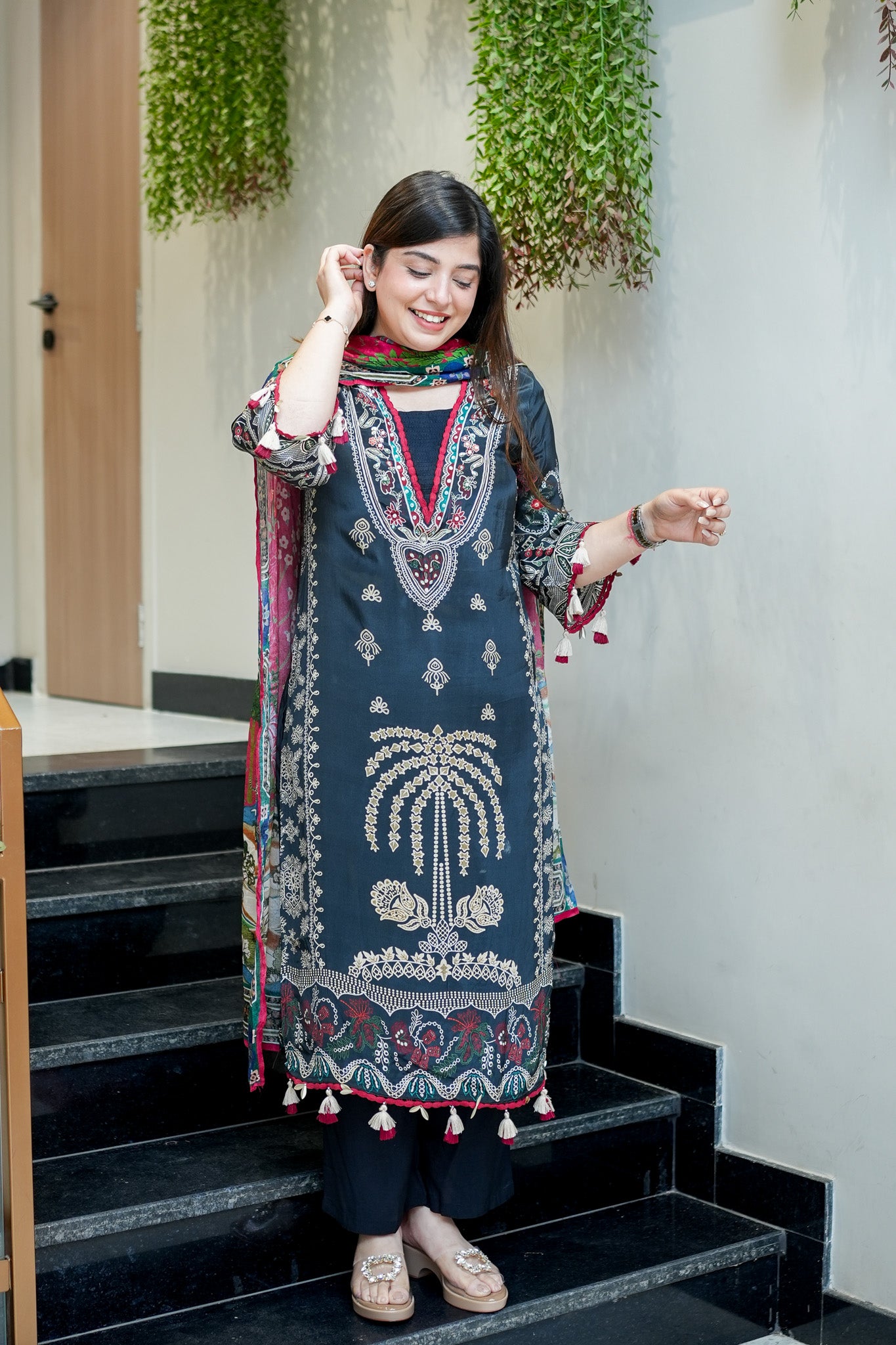Maya Black Digital Print Suit Set