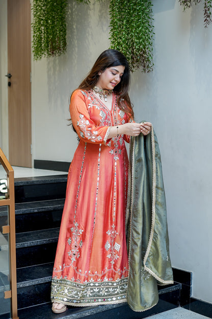 Taara Gotta And Mirror Detailing Anarkali