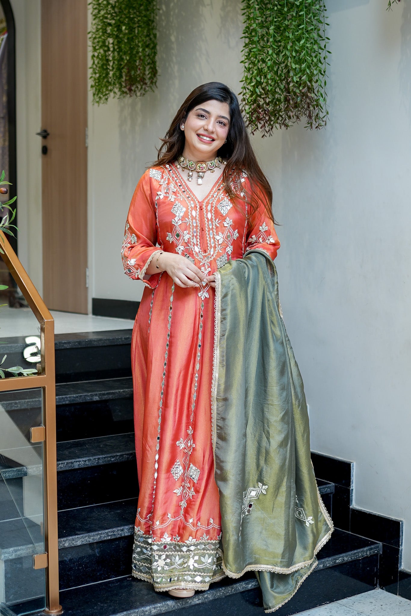 Taara Gotta And Mirror Detailing Anarkali