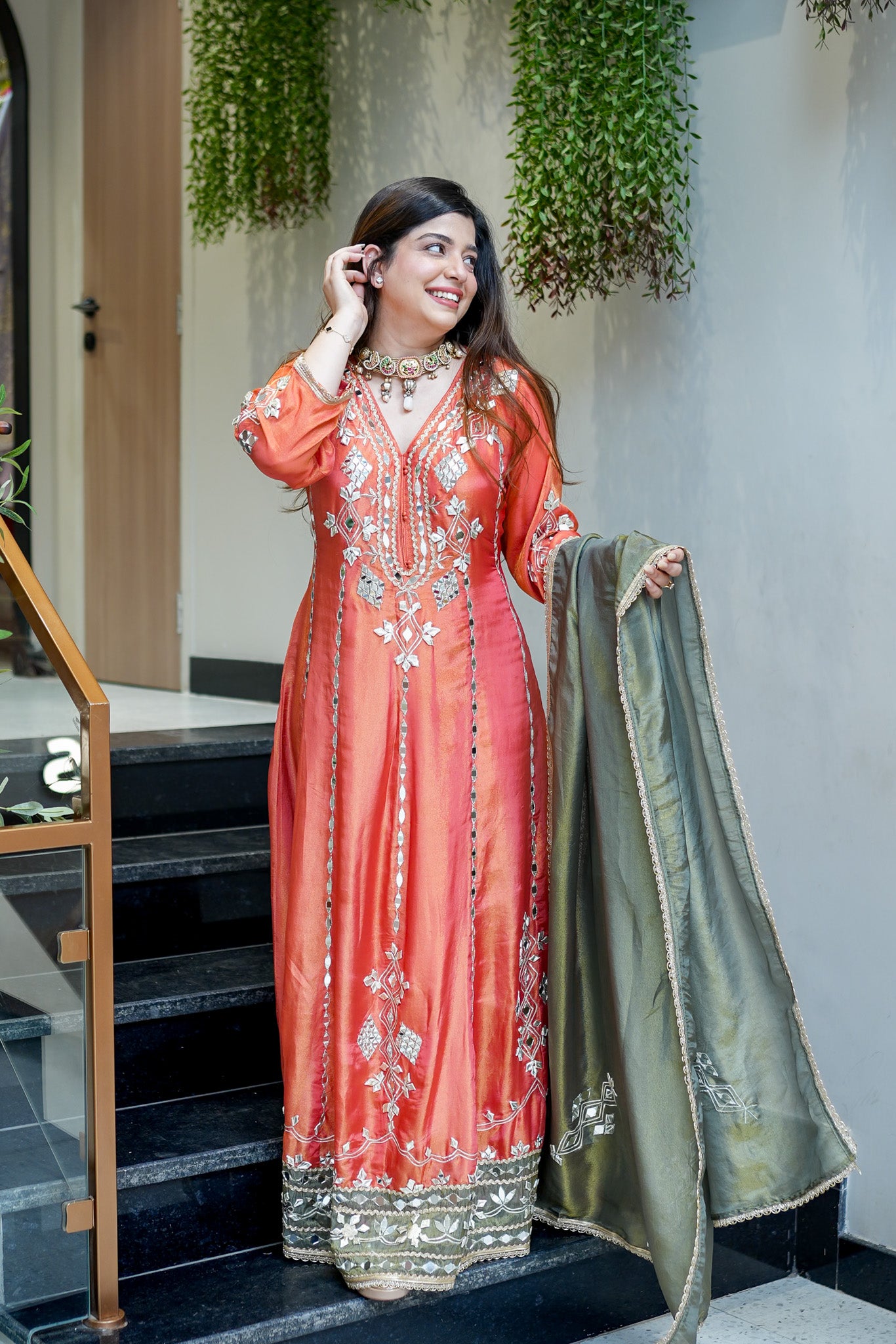Taara Gotta And Mirror Detailing Anarkali