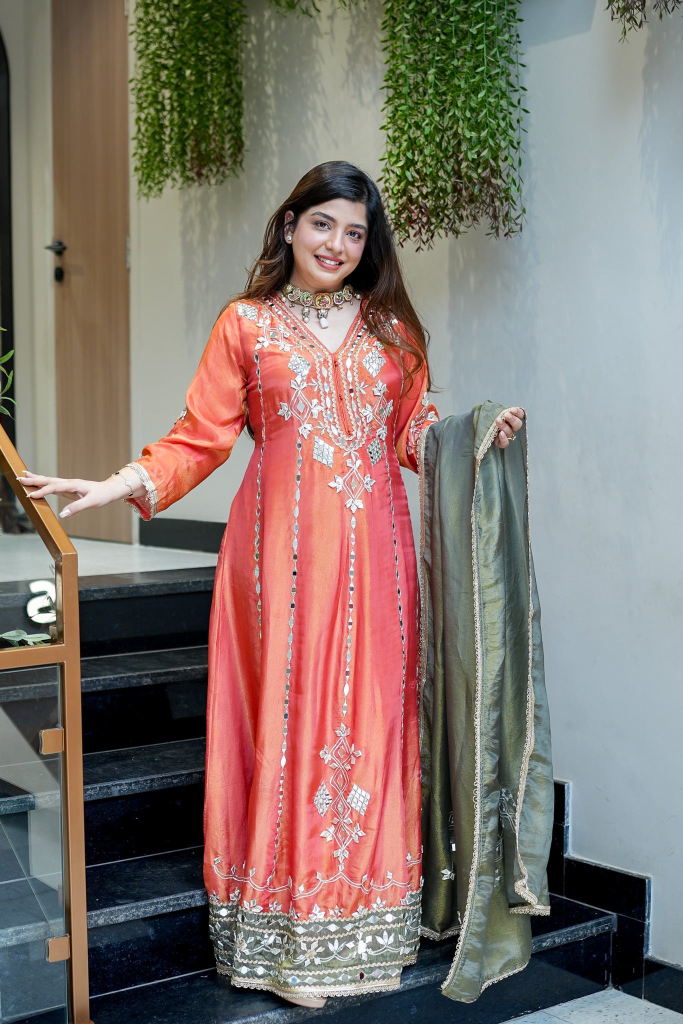 Taara Gotta And Mirror Detailing Anarkali